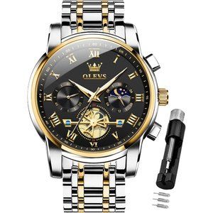 Men Classic Roman Numeral Big Face Dial Stainless Steel Wrist Watch Waterproof